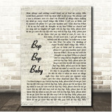 Westlife Bop Bop Baby Vintage Script Song Lyric Print