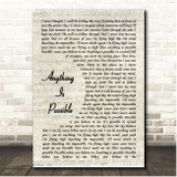 Will Young Anything Is Possible Vintage Script Song Lyric Print