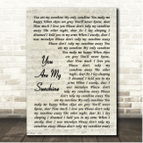 Carly Simon You Are My Sunshine Vintage Script Song Lyric Print