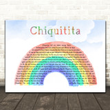 ABBA Chiquitita Watercolour Rainbow & Clouds Song Lyric Print
