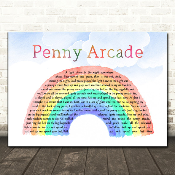 Roy Orbison Penny Arcade Watercolour Rainbow & Clouds Song Lyric Print