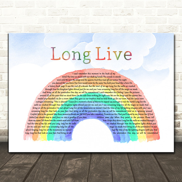 Taylor Swift Long Live Watercolour Rainbow & Clouds Song Lyric Print