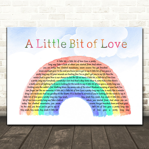 Weezer A Little Bit of Love Watercolour Rainbow & Clouds Song Lyric Print