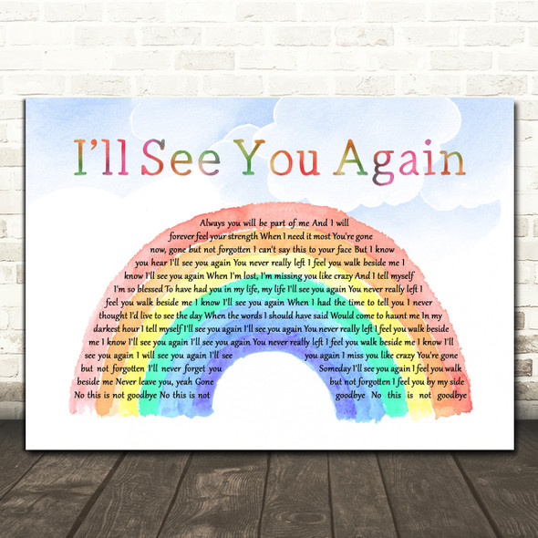 Westlife I'll See You Again Watercolour Rainbow & Clouds Song Lyric Print