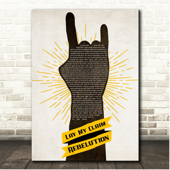 Rebelution Lay My Claim Rock Fist Hand Yellow Song Lyric Print