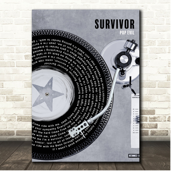 Pop Evil Survivor Rustic Grey Blue Vinyl Record Song Lyric Print
