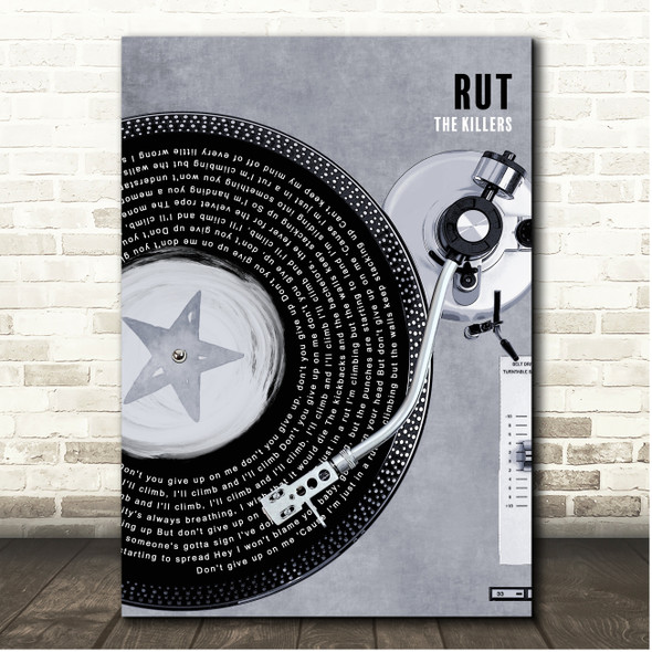 The Killers Rut Rustic Grey Blue Vinyl Record Song Lyric Print