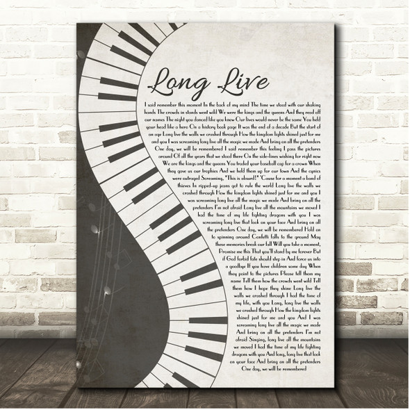 Taylor Swift Long Live Rustic Grey Piano Script Song Lyric Print
