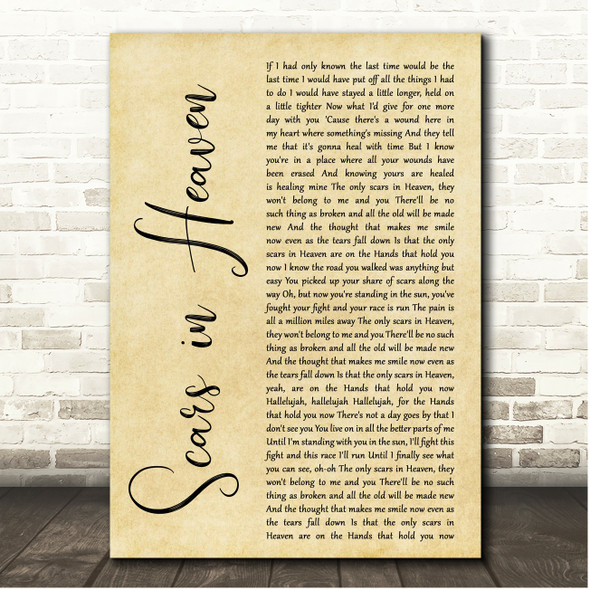 Casting Crowns Scars in Heaven Rustic Script Song Lyric Print