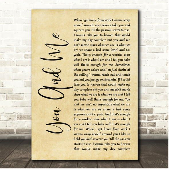 Alice Cooper You And Me Rustic Script Song Lyric Print
