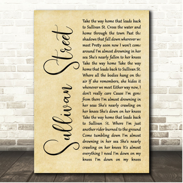Counting Crows Sullivan Street Rustic Script Song Lyric Print
