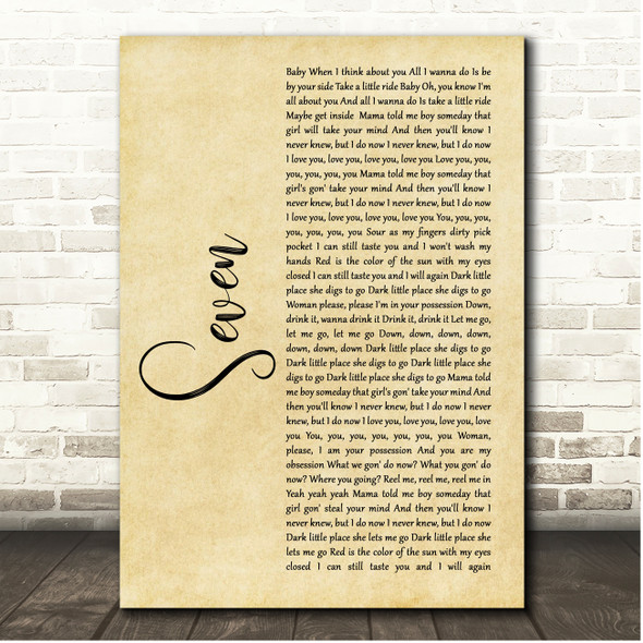 Dave Matthews Band Seven Rustic Script Song Lyric Print