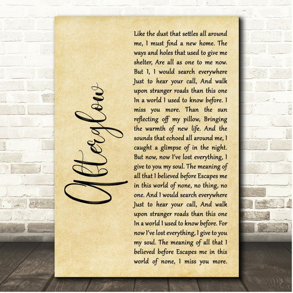 Genesis Afterglow Rustic Script Song Lyric Print