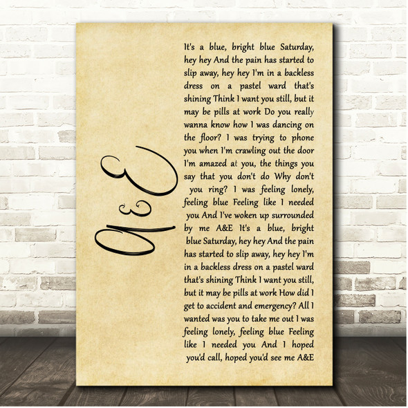 Goldfrapp A&E Rustic Script Song Lyric Print
