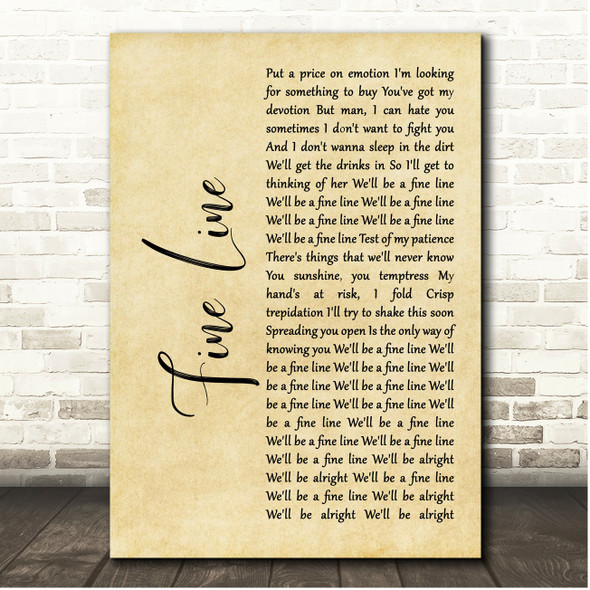 Harry Styles Fine Line Rustic Script Song Lyric Print