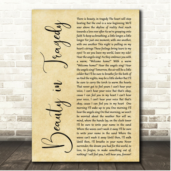 August Burns Red Beauty in Tragedy Rustic Script Song Lyric Print