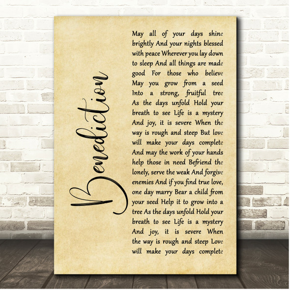 Josh Garrels Benediction Rustic Script Song Lyric Print