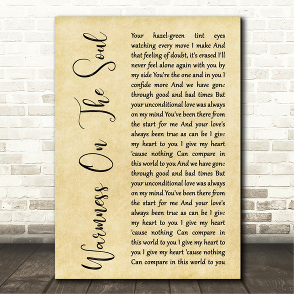 Avenged Sevenfold Warmness On The Soul Rustic Script Song Lyric Print