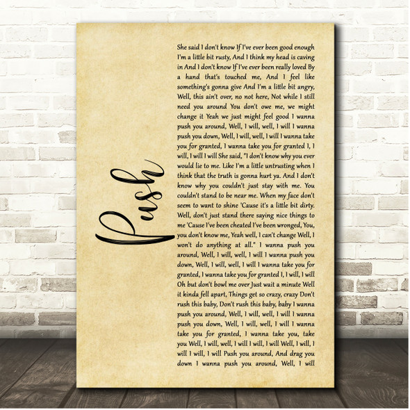 Matchbox 20 Push Rustic Script Song Lyric Print