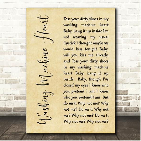 Mitski Washing Machine Heart Rustic Script Song Lyric Print