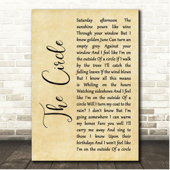Ocean Colour Scene The Circle Rustic Script Song Lyric Print