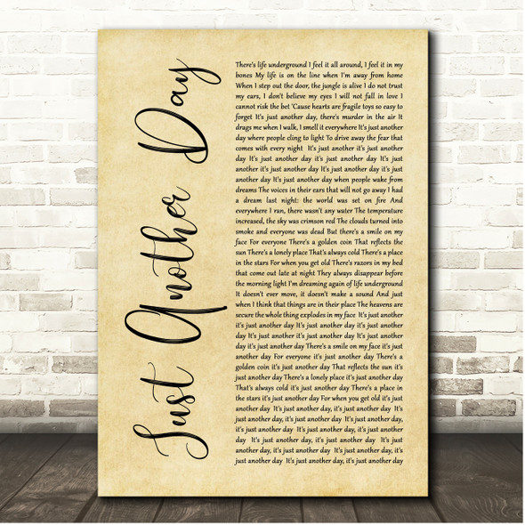 Oingo Boingo Just Another Day Rustic Script Song Lyric Print