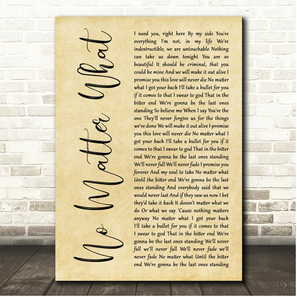Papa Roach No Matter What Rustic Script Song Lyric Print