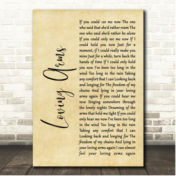 Paul Heaton & Jacqui Abbott Loving Arms Rustic Script Song Lyric Print