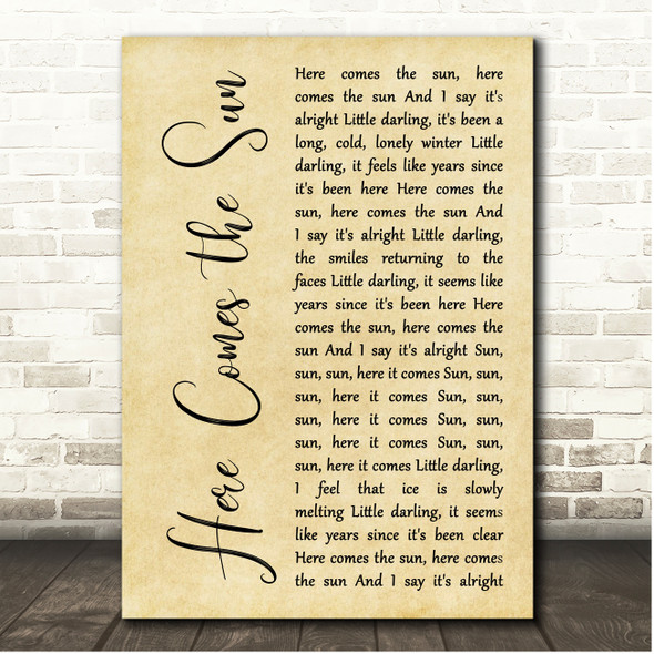 Richie Havens Here Comes the Sun Rustic Script Song Lyric Print