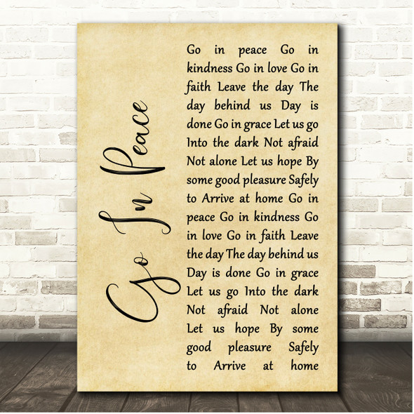 Sam Baker Go In Peace Rustic Script Song Lyric Print