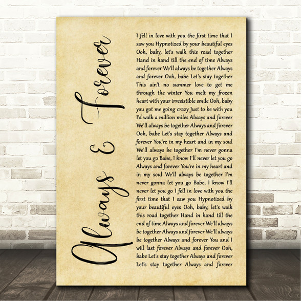 Whitesnake Always & Forever Rustic Script Song Lyric Print
