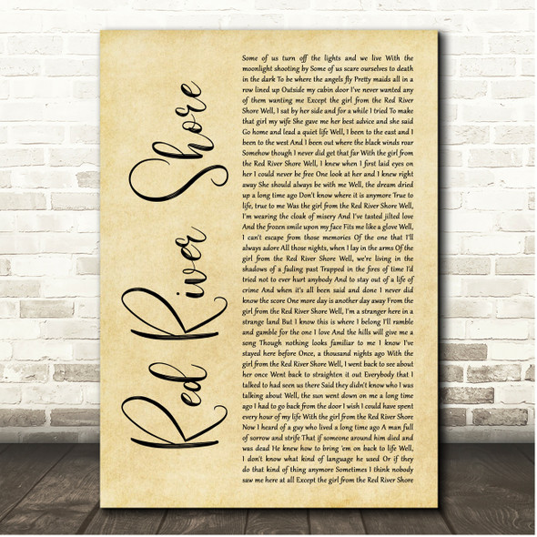 Bob Dylan Red River Shore Rustic Script Song Lyric Print