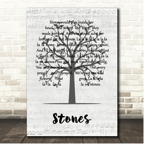 Neil Diamond Stones Music Script Tree Song Lyric Print