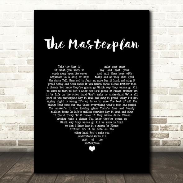 Oasis The Masterplan Black Heart Song Lyric Print
