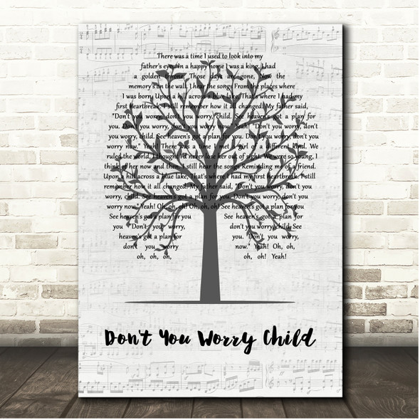 Swedish House Mafia Don't You Worry Child Music Script Tree Song Lyric Print