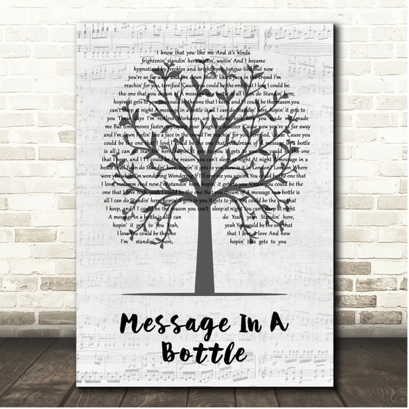 Taylor Swift Message In A Bottle Music Script Tree Song Lyric Print