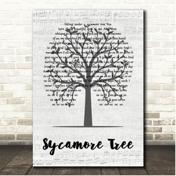 The Hunna Sycamore Tree Music Script Tree Song Lyric Print