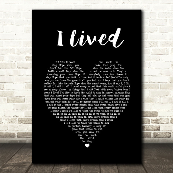 OneRepublic I Lived Black Heart Song Lyric Print