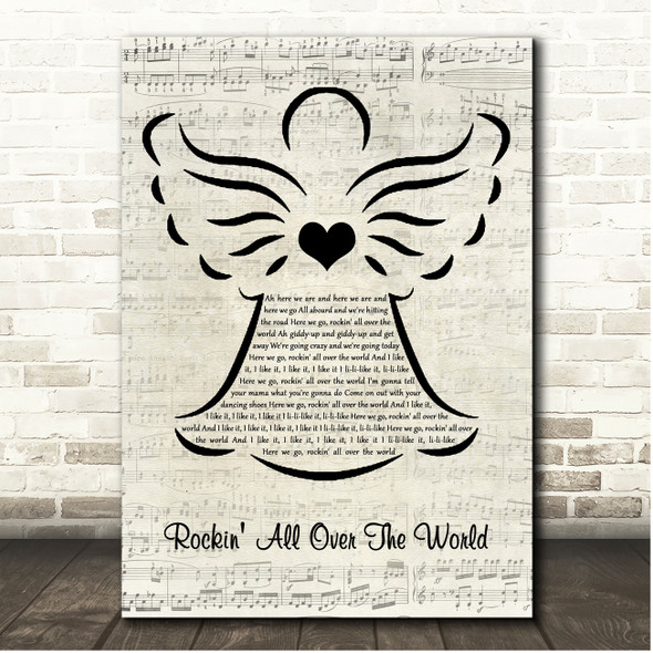 Status Quo Rockin' All Over The World Music Script Angel Song Lyric Print