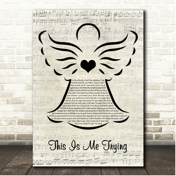 Taylor Swift This Is Me Trying Music Script Angel Song Lyric Print