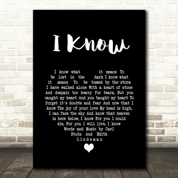 Perry Como I Know Black Heart Song Lyric Print