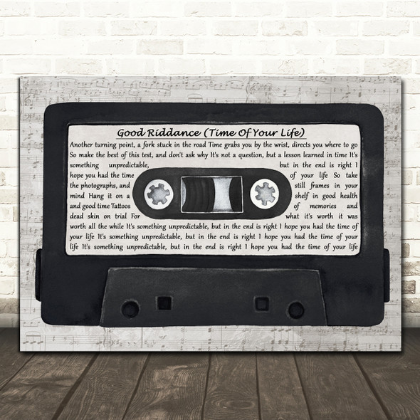 Green Day Good Riddance (Time Of Your Life) Music Script Cassette Tape Song Lyric Print