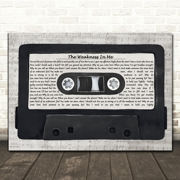 Joan Armatrading The Weakness in Me Music Script Cassette Tape Song Lyric Print