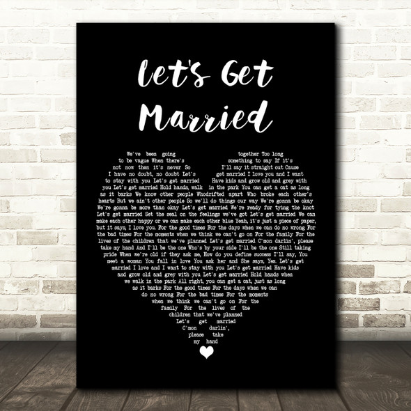 The Proclaimers Let's Get Married Black Heart Song Lyric Print