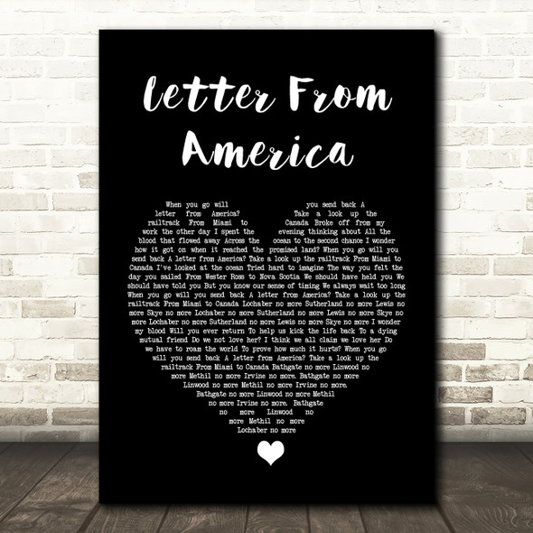 The Proclaimers Letter From America Black Heart Song Lyric Print