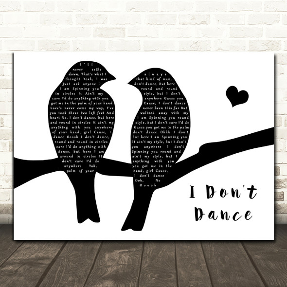 Lee Brice I Don't Dance Black & White Lovebirds Song Lyric Print