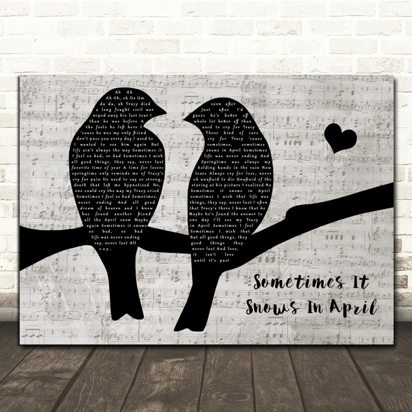 Prince Sometimes It Snows In April Music Script Lovebirds Song Lyric Print