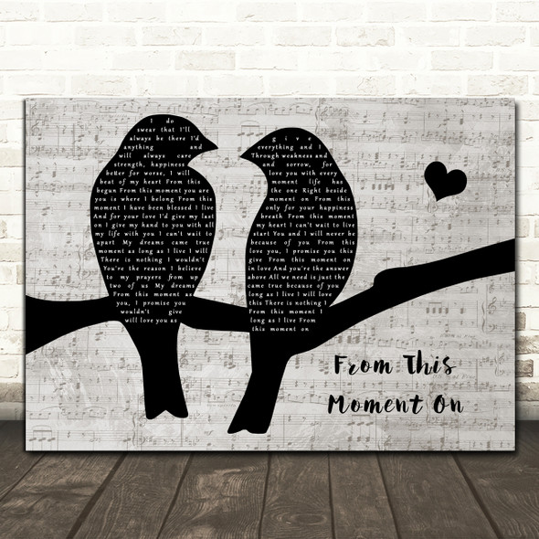 Shania Twain From This Moment On Music Script Lovebirds Song Lyric Print