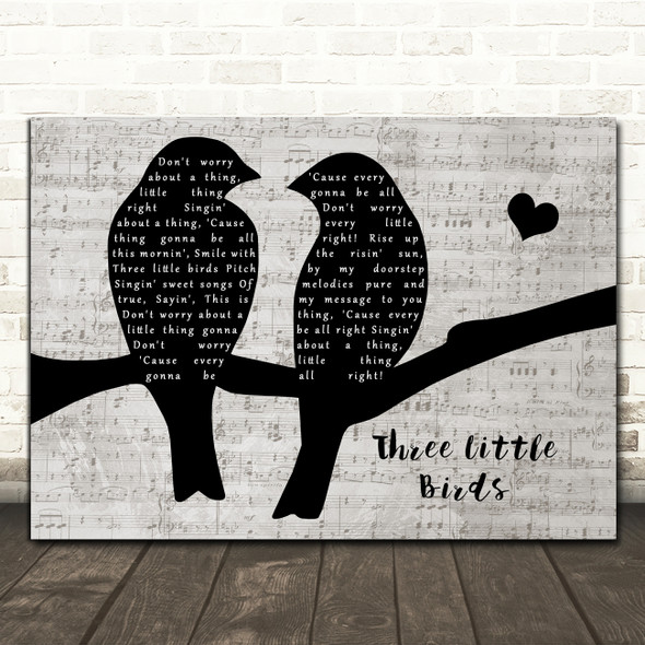 Bob Marley Three Little Birds Music Script Lovebirds Song Lyric Print