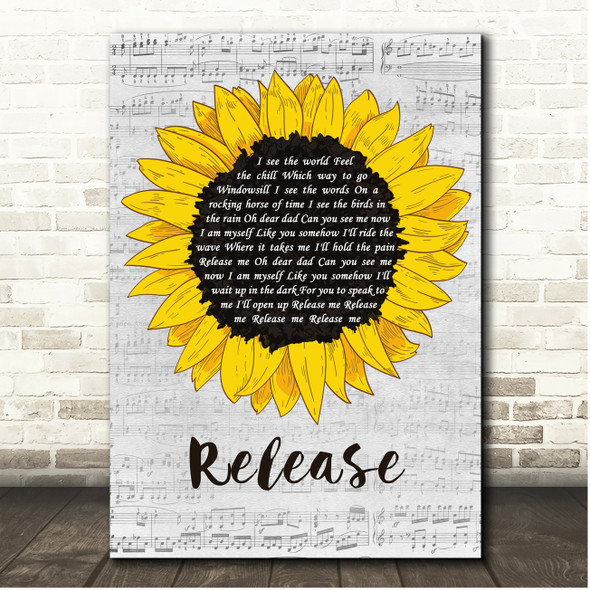 Pearl Jam Release Script Sunflower Song Lyric Print